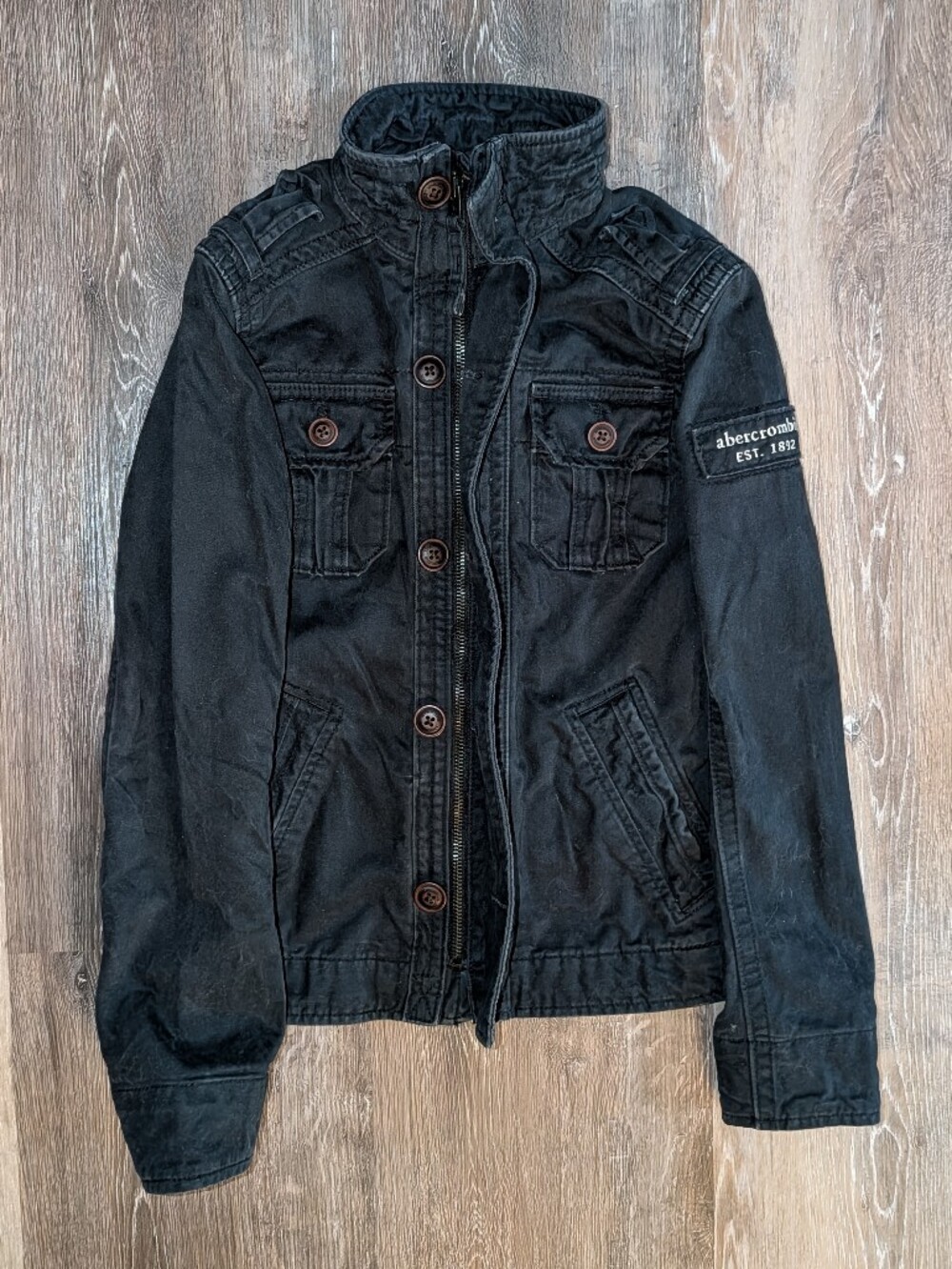 Aeropostale Kids Black Utility Buttoned Jacket